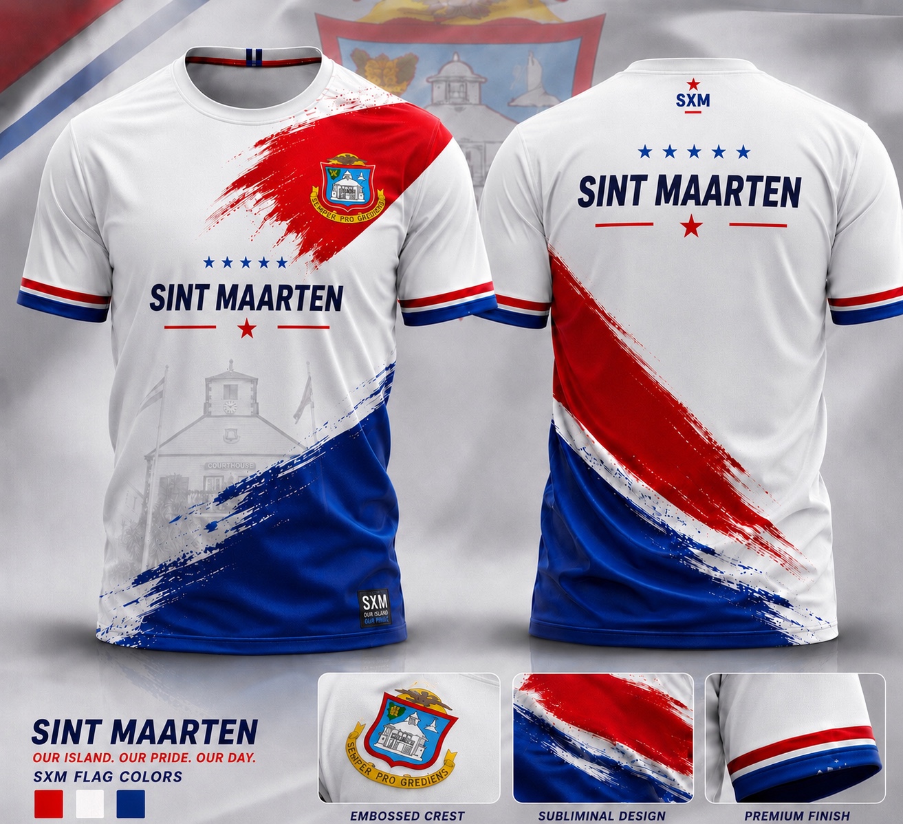 Sint Maarten sublimation jersey, front and back